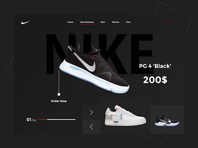 Nike Website Concept branding colors darkmode nike shoes sneakers typography ui ux web webdesign website