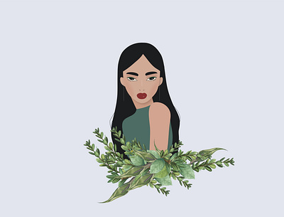 Jasmine asian beautiful characterdesign colors girl graphicdesign green illustration plant ui vector web