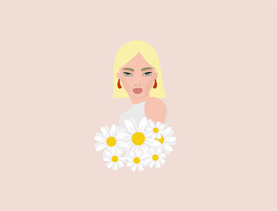 Candice art blondie chamomile character characterdesign flowers girl graphicdesign illustration vector web white yellow