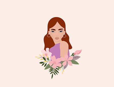 Roberta beauty character design colors flowers girl graphicdesign pink red vector webdesign