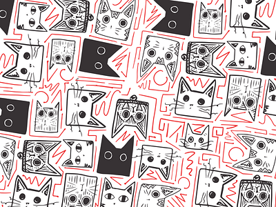 Laser Pointer Cat Pattern cat cats colors design illustration laser pattern red