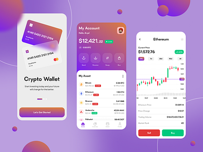 Crypto Wallet - Mobile App app app design bitcoin blockchain crypto cryptocurrency ethereum mobile app mobile app design mobile design mobile ui wallet