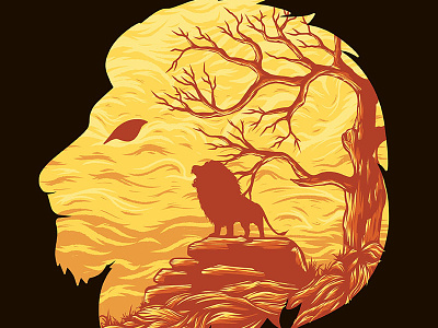 Wild Lion Shilouette animal art animal illustration apparel design design illustration illustration design merch design minimal pod design shilouette tshirts design