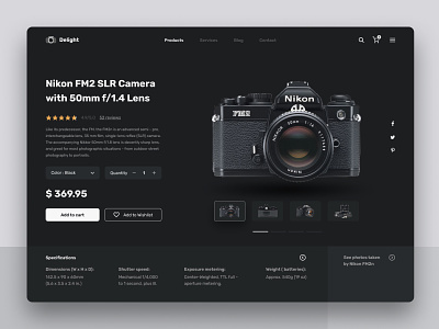 Vintage Camera Store Website - Product Page