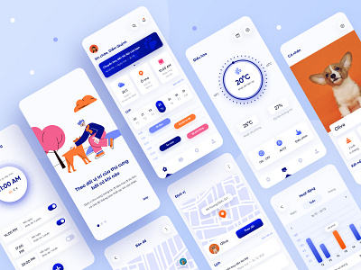 Pet Product-Monitoring Mobile App Design animals app cat clean concept design dog dribbble dribbble best shot illustration monitoring pet pet app pet care pet monitoring pet product product ui ui design uiux