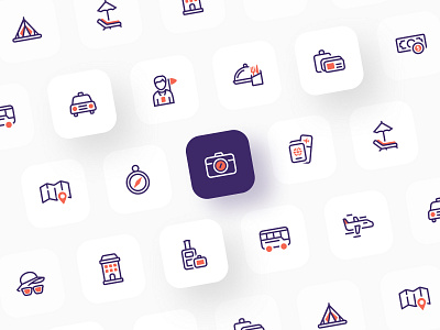 Travel Icons Pack basic icons clean duotone duotone icon icon icon design icon pack icon set icon system iconography icons illustration mobile travel icons traveling ui design uiux web web design