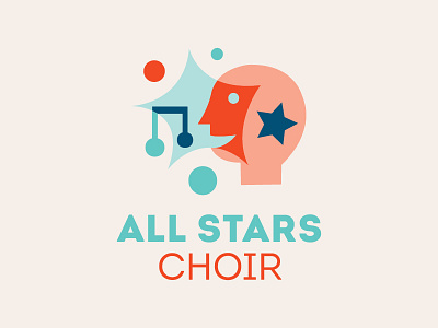 All Stars Choir Logo autism branding choir happy logo music sing singing social spectrum star youth