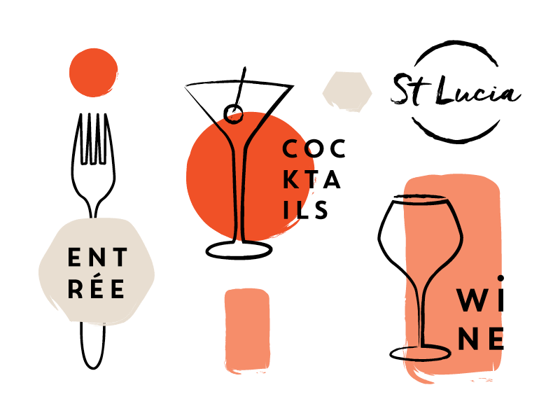 St Lucia Wine Bar Branding bar branding cocktail hand drawn illustration logo loose melbourne red restaurant rustic wine