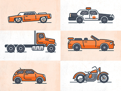 Vector Vehicles cars motorcycle police car trucks vector illustrations
