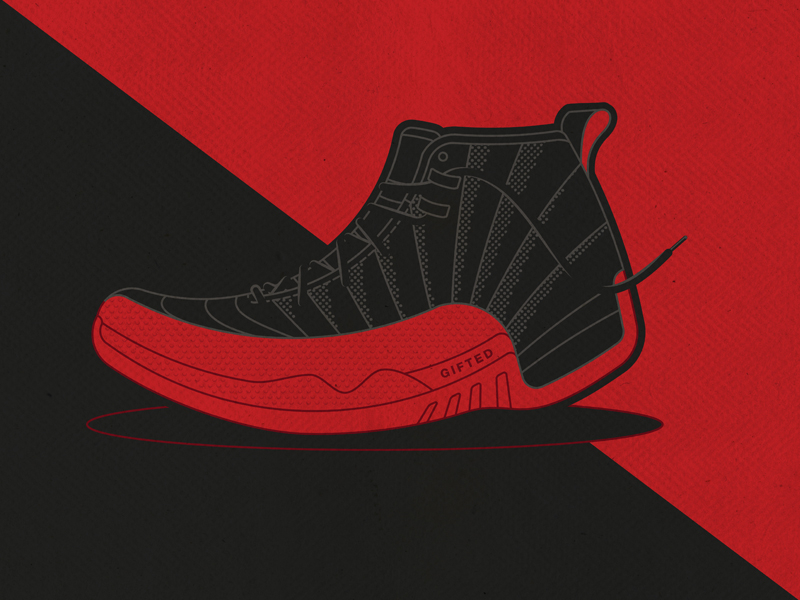 Jordan 12s Illustration red jordan sneakers illustration vector