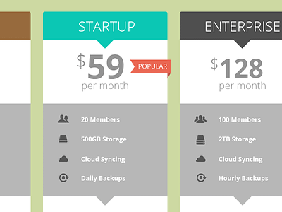 Pricing table concept flat pricing table pricing tables