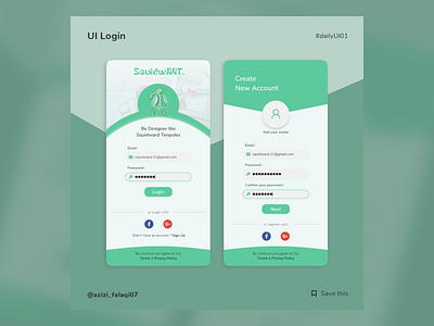 SquidwART Login UI Design