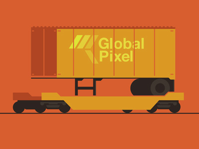 Global Pixel doodle orange series train