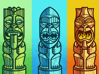 Earth, Water & Fire hawaii illustration secret project texture tiki vector