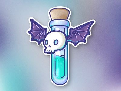 spoopy bat vial bat illustration potion skull spooky vial