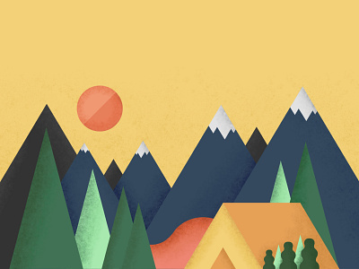 Mountain Camp camp design grain graphic design illustration mountains noise vector