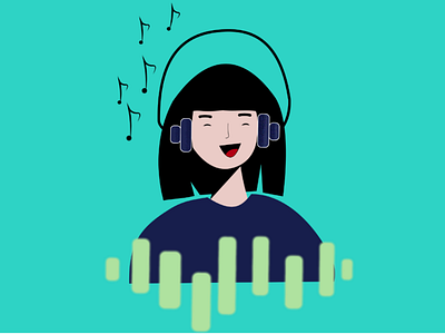 🎶Music 🎧 adobe character design flat flat illustration girl illustration illustrator music