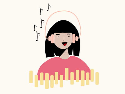 🎧 adobe character design flat girl illustration illustrator music