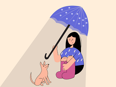 Come with me 🐾 adobe design dog flat girl character illustration illustrator