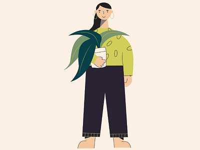 Plant it🌿 adobe character design flat girl illustration illustrator nature plant