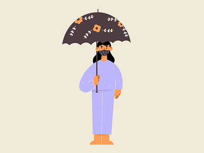 Raining ☔ 2d character design flat flat illustration illustration