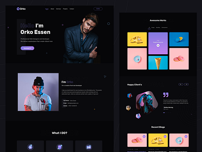 Orko - Personal Portfolio Website adobe xd cv dark design landing page personal portfolio resume ui vcard web design website design xd