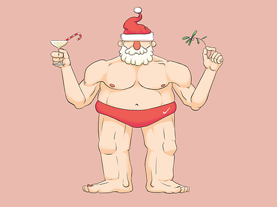 Seductive Santa character design christmas illustraion santa