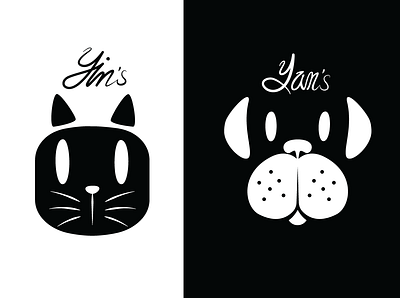 Yin & Yan's Logos branding cat design dog logo pet cafe vector