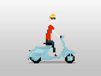 Ride on Vespa illustration pixel