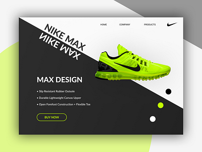 Product Landing Page - Daily UI 003 branding daily ui dailyui design flat nike product page shoe shoe design typography ui ux vector web