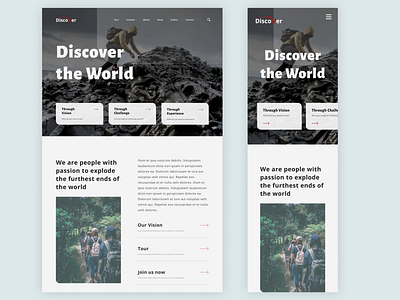 Discover - Responsive front page exploration design discover flat front page landing page navigation ui ux web