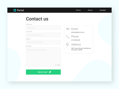 Contact Us - Daily Ui 028 contact contact form contact us daily ui daily ui 28 daily ui contact us dailyui design flat form form design form field mail mail form portal send mail ui ux web website