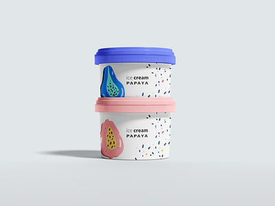 Packaging design for Ice Cream Fruits Illustration branding design food fruit fruits healthy app healty ice cream ice cream truck illustration package package design packaging papaya pattern typography ui vector