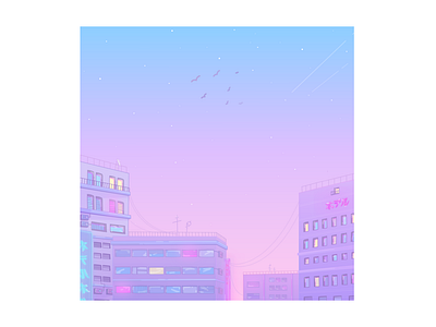 Tokyo Sunset | Illustration Pink Neon style
