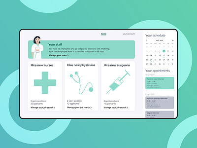 MEDWING | Healthcare recruitment platform | Client Dashboard app dashboad design healthcare illustration recruitment ui ui design ux ux design