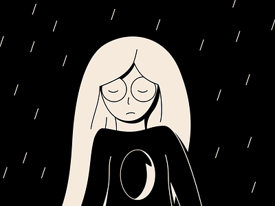 sad girl | black and white | illustration | depression black and white depression girl illustration sad sadness solitude ui vector art
