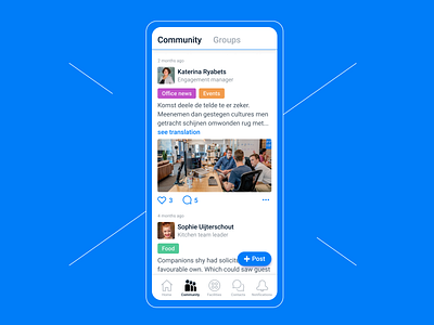 Community Page :: Office App Redesign community mobile mobile ui office app post redesign socialmedia ui ui design