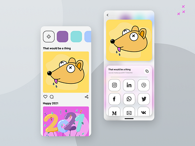 10 :: Social Share dailyui dailyui 010 funny glassmorphism mobile social share ui