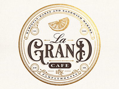 Le Grand Cafe Pamplemousse adobe illustrator adobe photoshop badge branding cafe design french graphicdesign illustration illustrator logo logo design luxury logo restaurant typography vector vintage logo