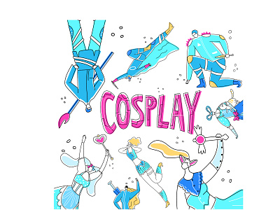 banner1 anime character cosplay cosplayer costume creative illustration modern style play simple vector