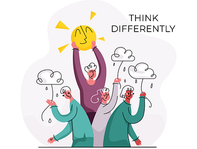 differently5 different emotion flat happy illustration joyful modern style optimism people psychology simple thinking vector