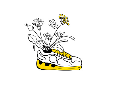 footwear7 boots doodle flower illustration line modern style plant shoes simple sneaker sport sport shoes vector yellow