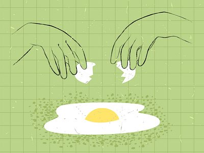 cocktail1 break cooking design egg frying green hands illustration line modern style process scrambleed eggs simple texture vector yellow