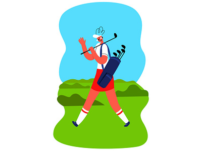 Golf1 athlete club cute design flat golf illustration lawn modern style player simple sport vector woman