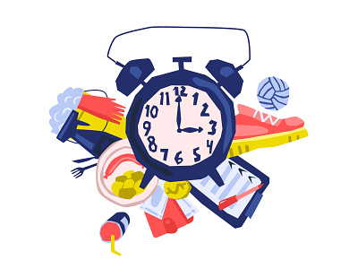 time1 alarm buisness clock design eat flat illustration modern style plan planning routine schedule sport time vector work
