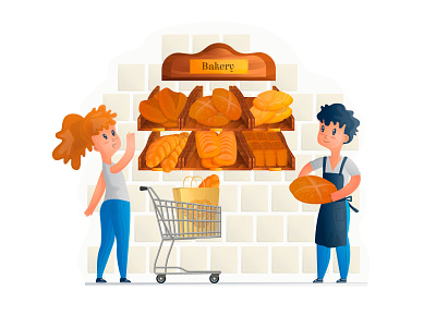 Bread illustration shop vector