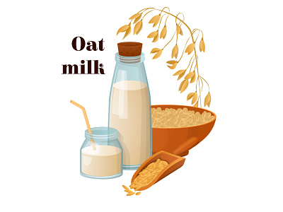 Oat milk eating illustration vector