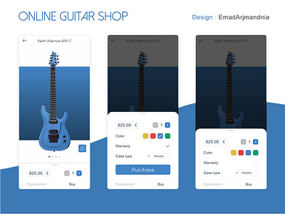 Online Guitar Shop app art design emadarjmandnia shoping ui user interface design