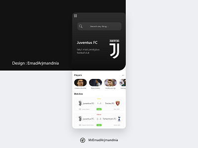 Juventus Fc App Ui app application ui emadarjmandnia football club juventus mobile mobile app design soccer app ui