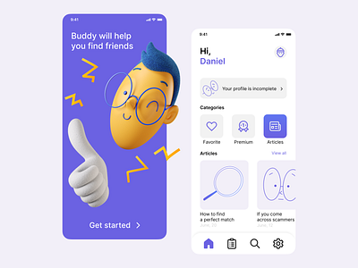 Mobile design with 3D character